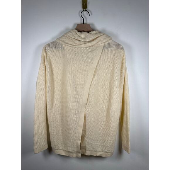 Elie Tahari 100% Cashmere Open Knit Cowl Neck Open Back Sweater - Cream, L - Picture 6 of 7